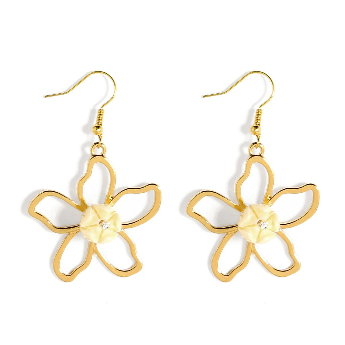 New design cute zinc alloy resin pikake flower hawaiian jewelry style earrings for women wholesale