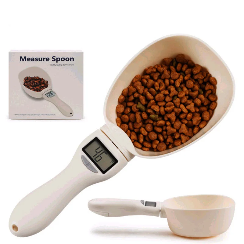 

Large Capacity 800g/0.1g Pet Feeding Scale High Accuracy Cat Dog Food Scale Portable Home Kitchen Digital Measuring Spoon Scales