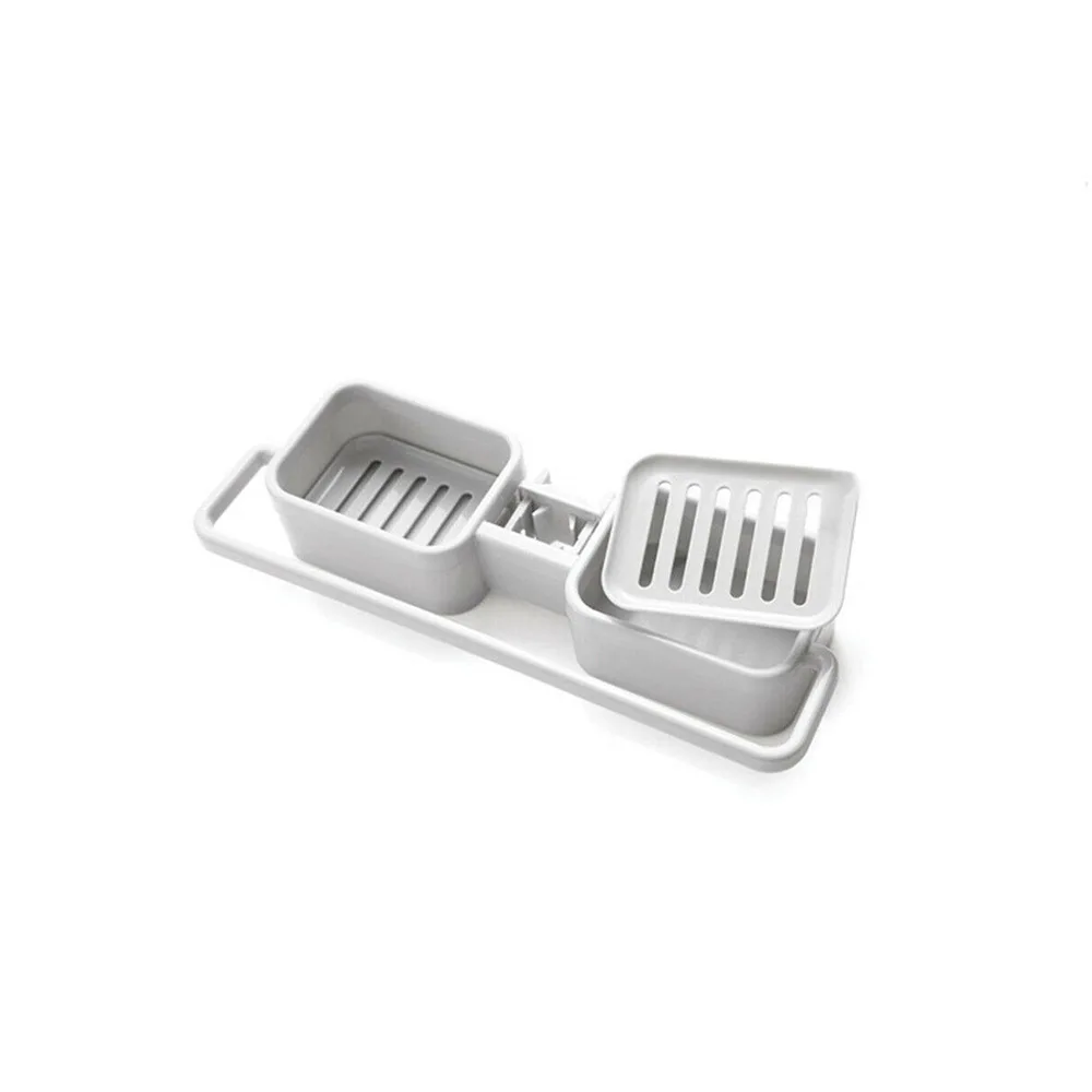 

Kitchen Sink Faucet Sponge Soap Cloth Drain Rack Storage Organizer Holder Shelf, Grey