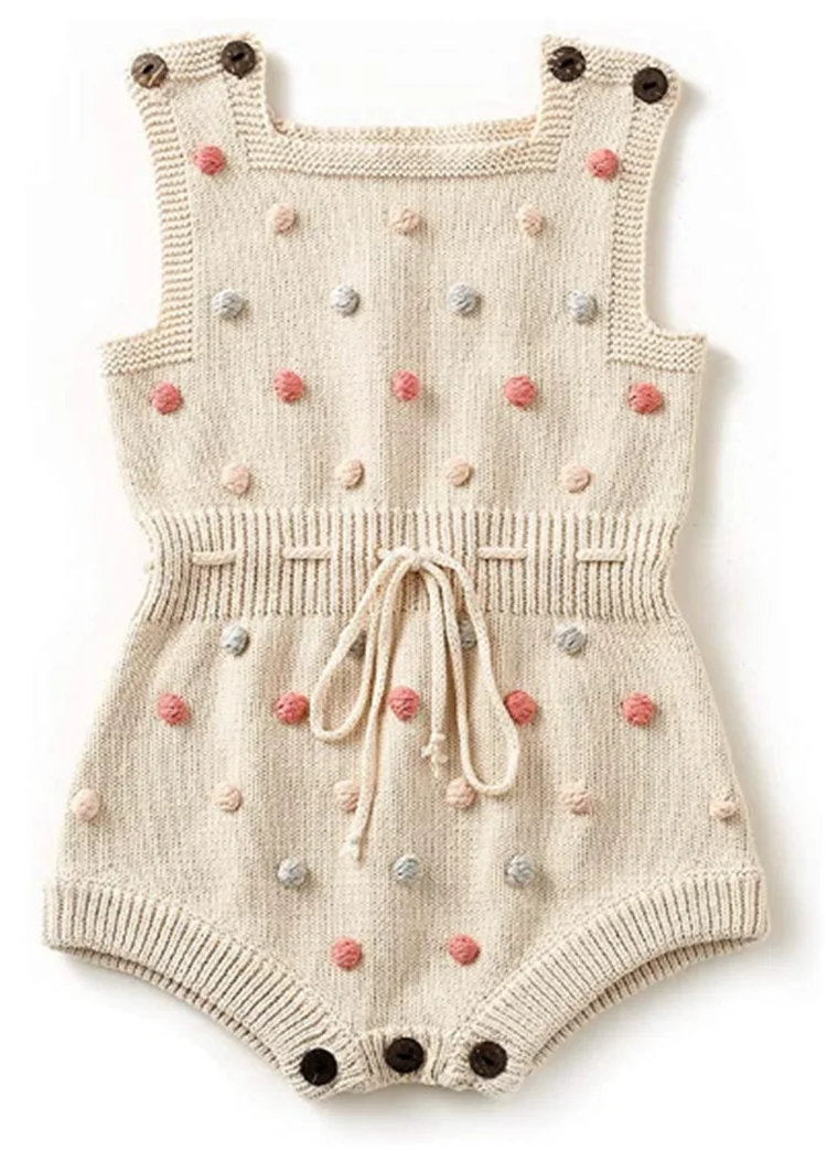 
Kids Baby Girl Knit Pompoms Romper Sleeveless Baby Sweater Clothes 