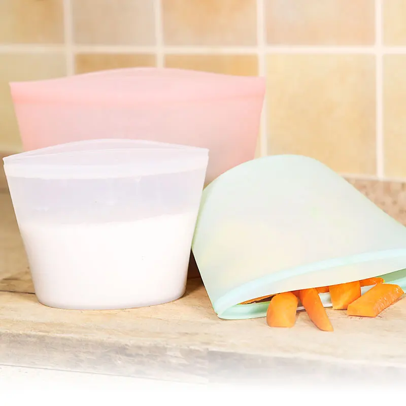 

New Items Transparent Eco-Friendly Zip Snack Pastry Breastmilk Reusable Silicone Food Storage Bags Set