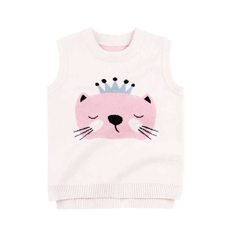 

Cute girls baby clothing vests waistcoats v neck cotton sweater designs, Beige