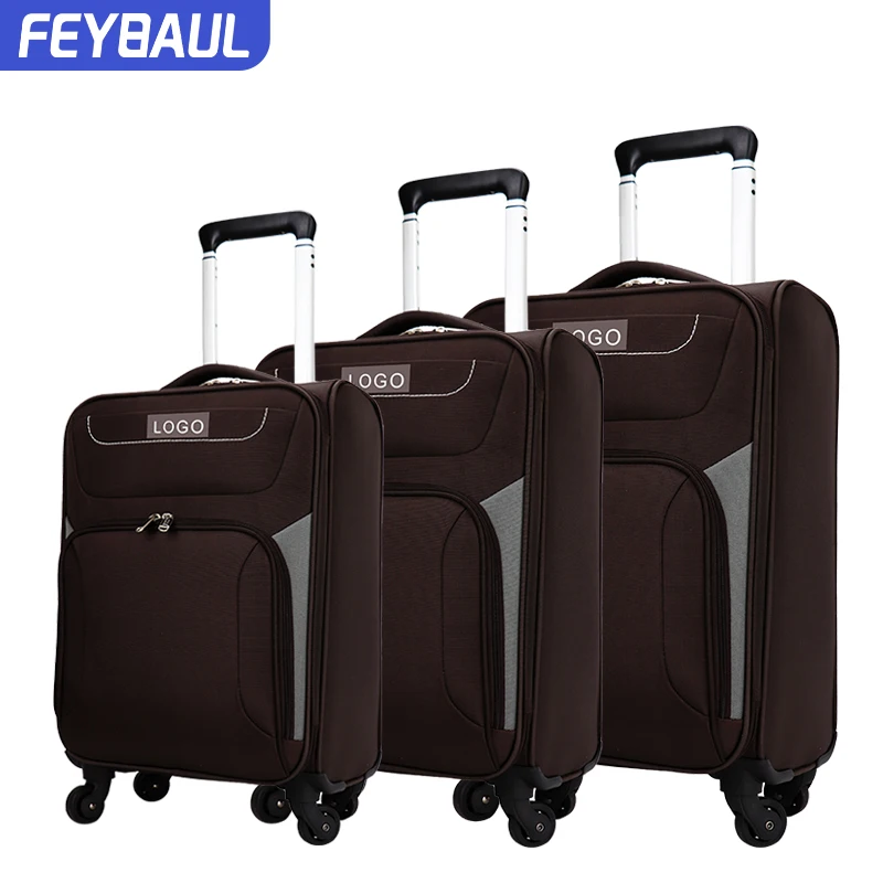 

Cloth Soft Bags Carry-on Luggage Bag Soft Suitcase Travel Trolley Luggage, Brown