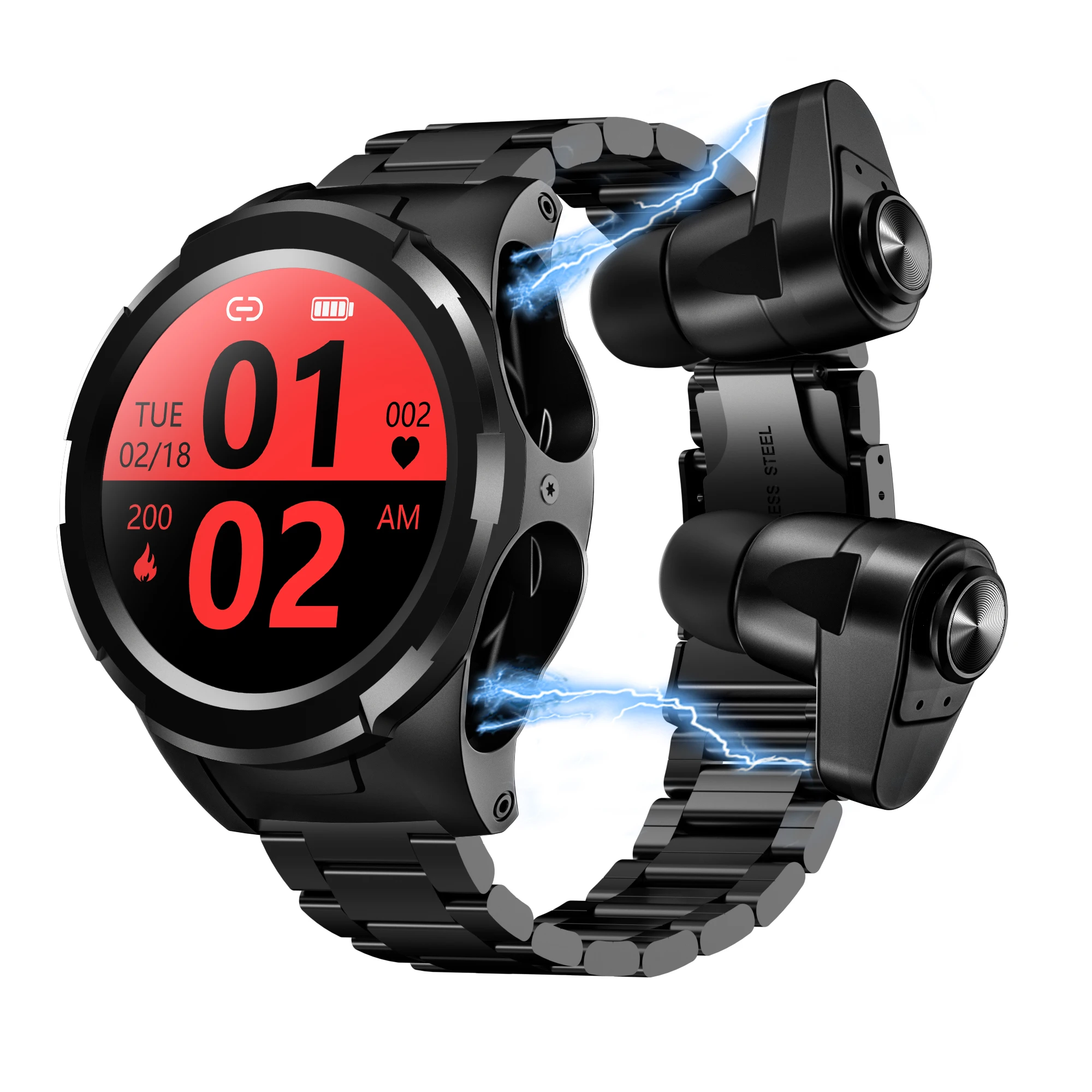 

2021 New 2 In 1 Smartwatch Earphone Wireless Tws wearable devices reloj inteligente S201 Pedometer Smart Watch With Earbuds