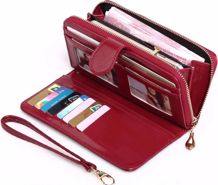 New arrival PU leather multifunctional ladies wallets fashion card cash purses and handbags with zipper wrist wallet for women