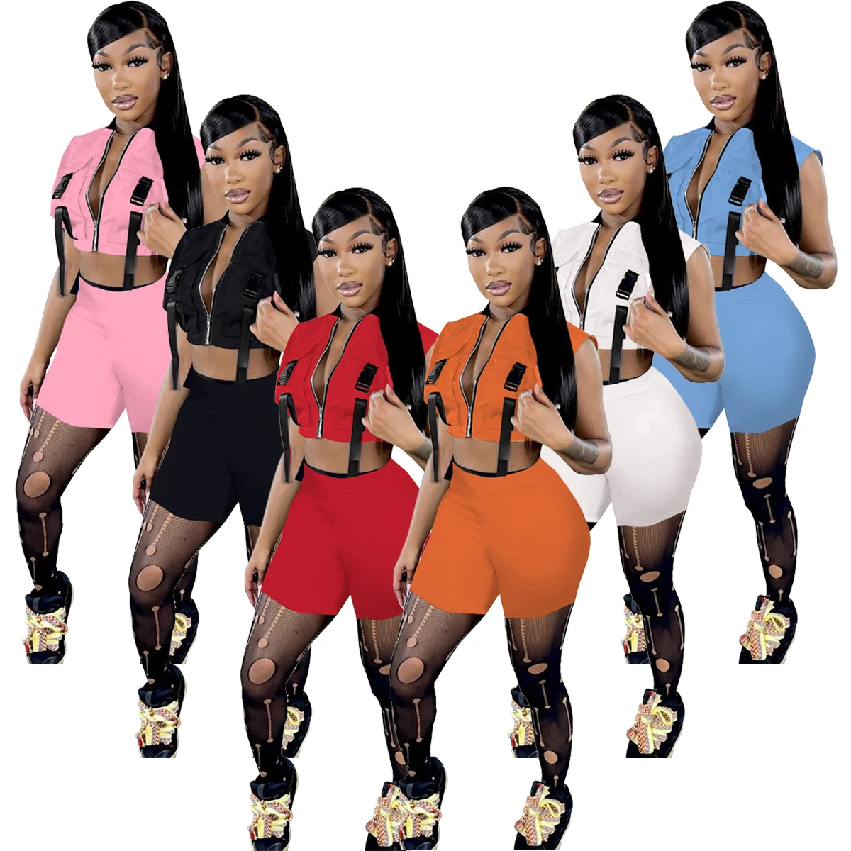 

2022 Sexy Casual 2 Piece Pants Jogger Set Tank Crop Tops Summer Clothing Sexy Tracksuits Two Piece Pant Sweatsuit Set jackets