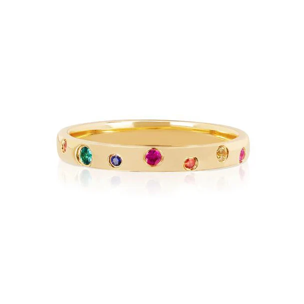 

Gold plated rainbow cz engagement band ring 2020 summer new, Customized