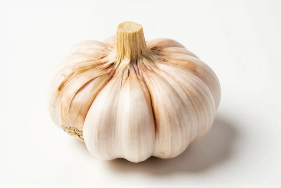 Step-by-step visual showing how to peel a whole garlic clove using the knife method