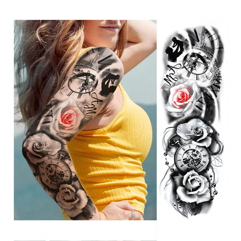 

Tatouage Autocollants Ladies Tattoo Sleeves Mayan Tattoos Custom Apolla Brazo Tatuajes Half Arm Animal Fake Sleve For Tattooing, Black
