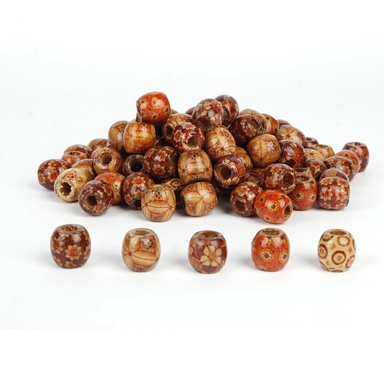 

Hot Selling Loose Wood Hair Beads Painted Wooden Beads For jewelry making