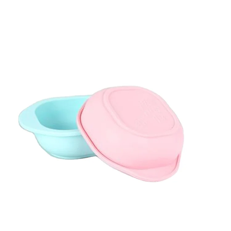 

silicone Children's bowl fall proof easy to clean auxiliary food bowl and tableware for baby's eating, Blue/pink