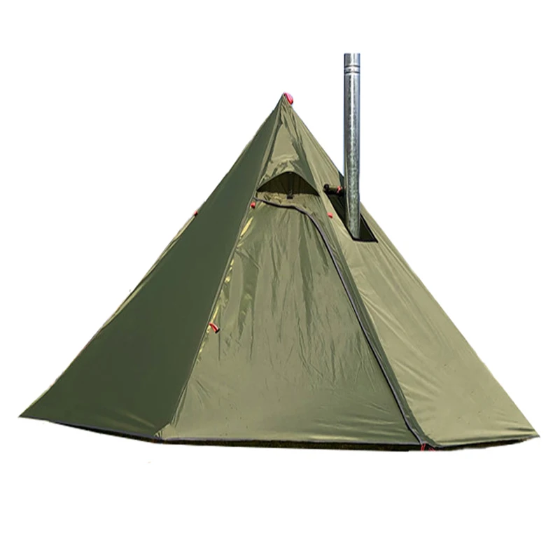 

Ultralight Camping Teepee Tipi 3-4Person Hot Tent with Stove Jack Chimney Hole Awnings Shelter for Birdwatching Cooking
