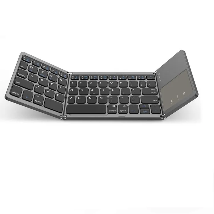 

Rechargeable Portable Ultra Slim Dual Mode Connection Keyboard with Touchpad Gray Computer Mini Wireless Foldable Keyboard