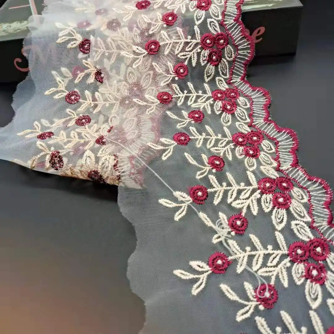 

Hot Sales Cotton Sequins Beads Guipure Wedding Embroidery Lace Wity Leaves