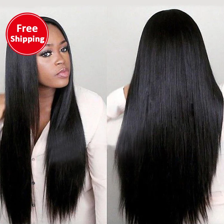 

In stock Mid-length straight hair 360 full transparent raw virgin human hair hd lace wig for black women