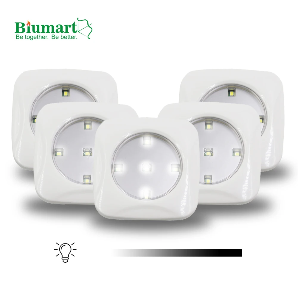 Biumart emergency smart 5000k low profile led white thin puck wall lights square sunbeam under cabinet floor lighting