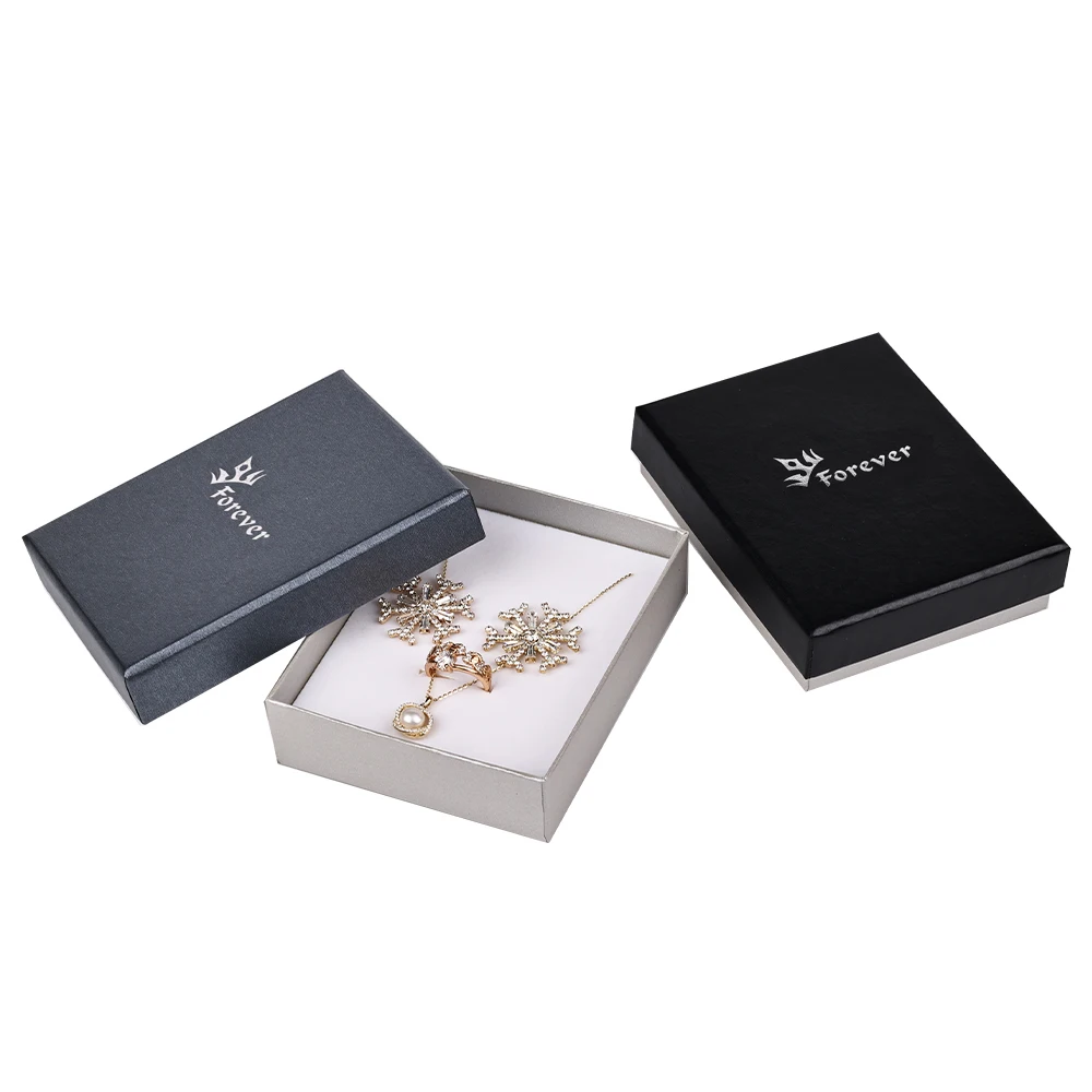 

Simple Design Ring Earrings Necklace Jewelry Paper Jewelry Set Box, Natural