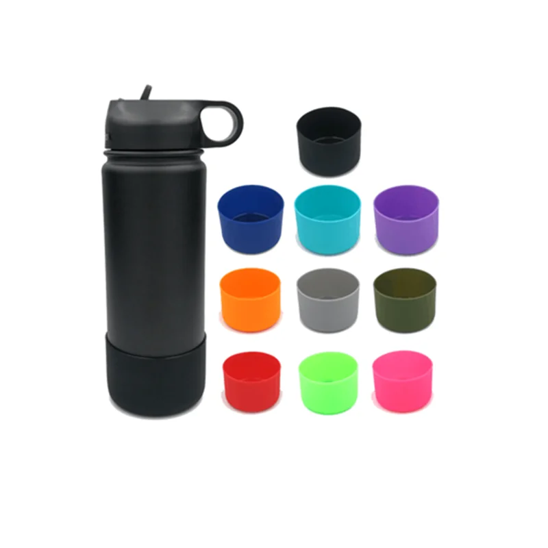 

12oz To 24oz Hydro Bottle Bottom Case Base Cover Vacuum Flask Sports Water Bottle Silicone Rubber Bottle Sleeve Boot, Red, pink, purple, mint green, black, etc