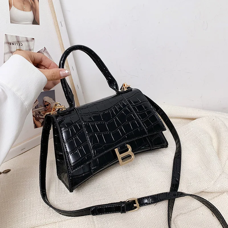 

2021 French Style Crocodile Pattern Designer Bags Shoulder Messenger Bag Pleated Handle Women Handbags