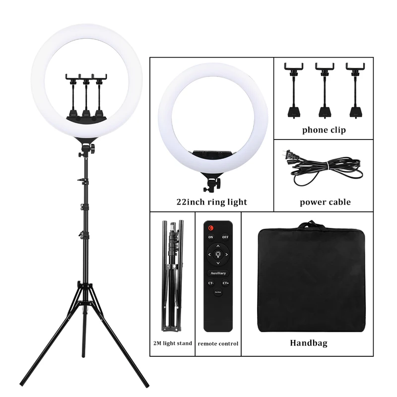 

22 inch Profissional LED Ring Light For Photo Selfie Video Ring light With Remote Control Photography Lighting with 2m tripod