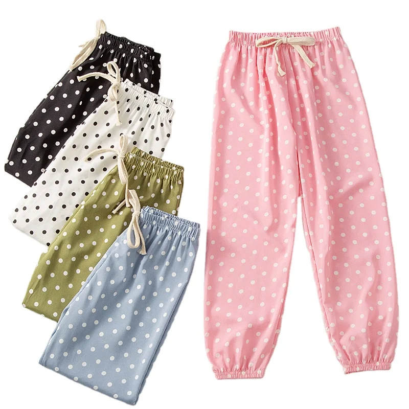 

KYO Children's Mosquito Pants Summer Thin Wave Dot Girls Pants Girls Baby Bloomers Girls Casual Long Pants