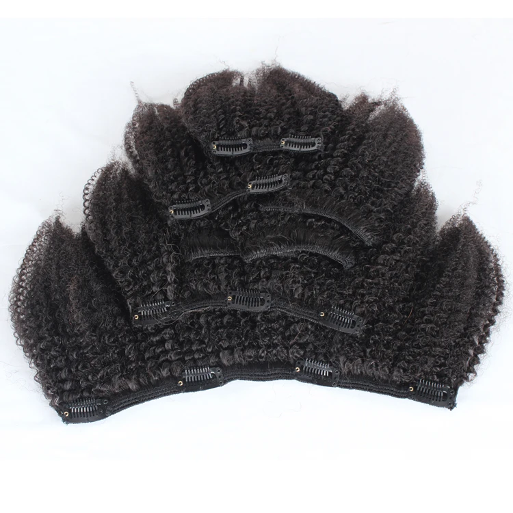 

Large Stock 4C Curly Seamless Brazilian Clip In Hair Extensions For Black Women