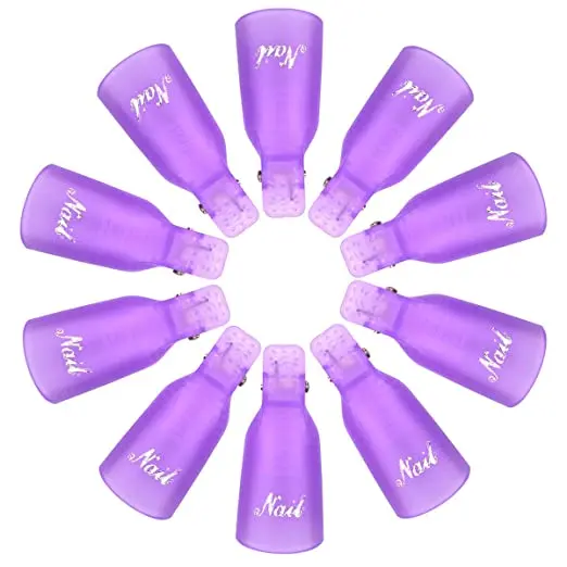 

Removable gel oil nail tool nail polish remover clips 10 reusable plastic dipping gel plastic nail polish dipping clips, Customized color