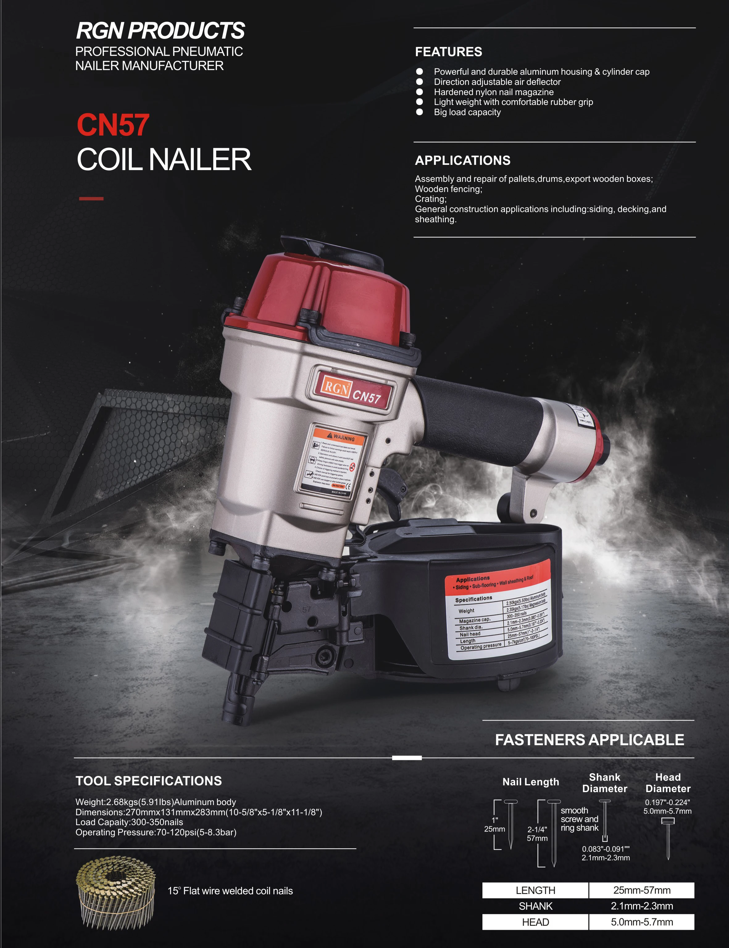 Industrial Coil Nailer Cn55 Pallet And Crating Nailers For Pallet