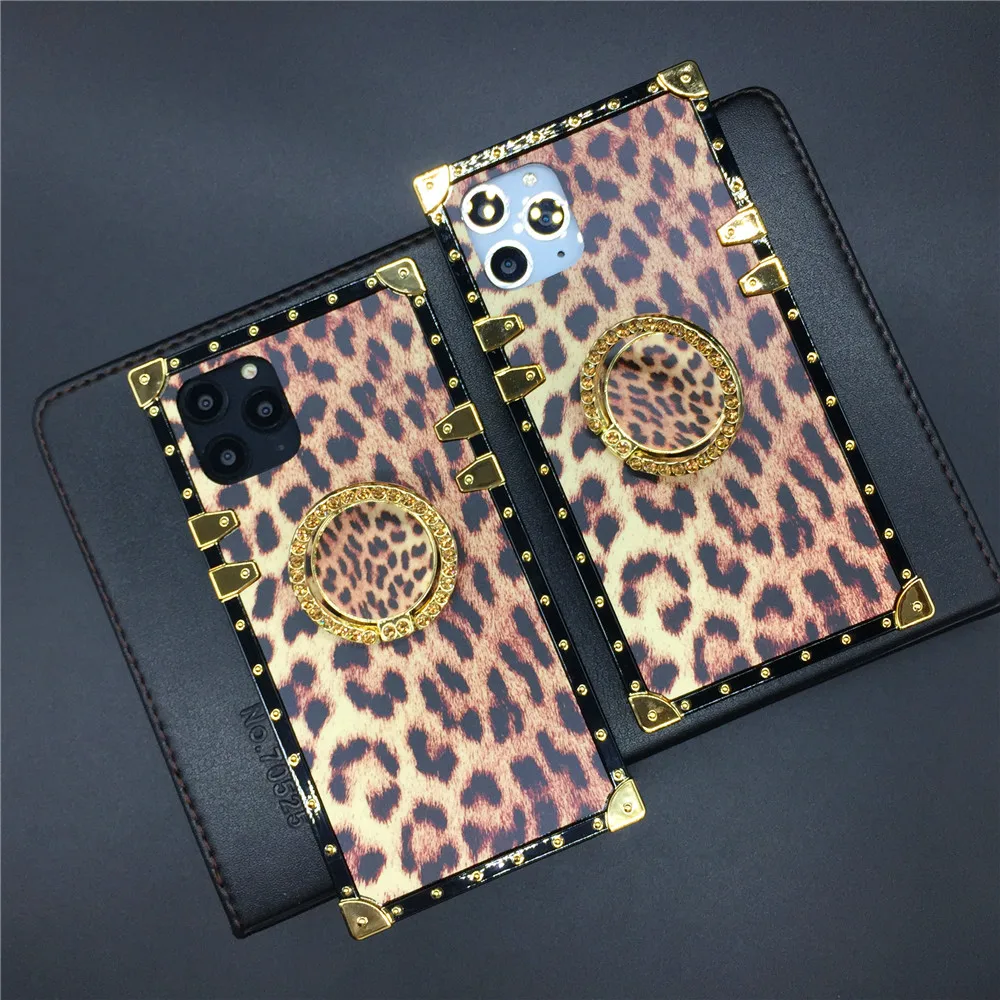 

Leopard Print Gold Glitter Cover Soft Square Case for Huawei P40 Lite P30 Pro P20 Mate 30 40 For Honor 30 pro 20 V30 8X Y9 Y6P