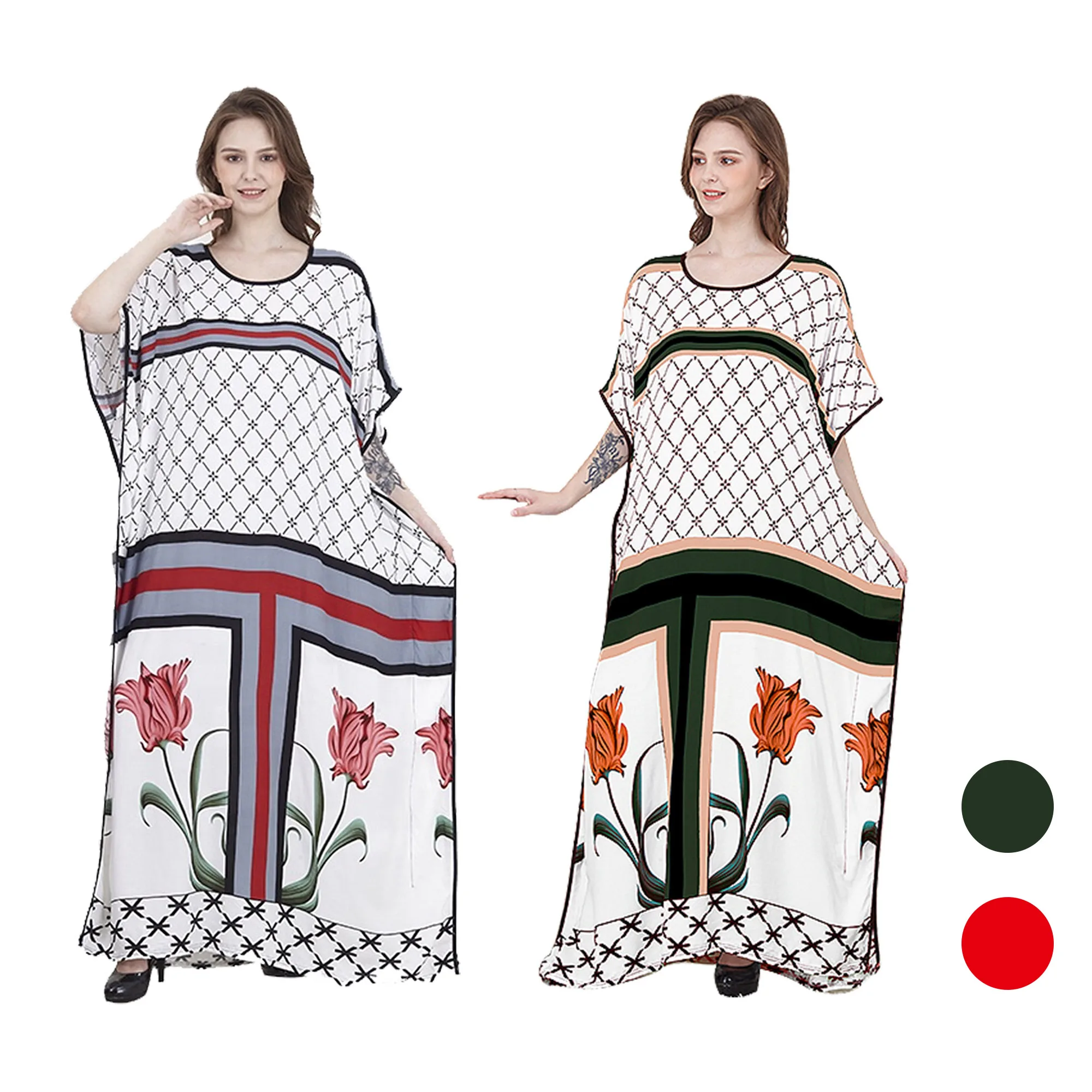 

Muslim Printed Islamic Women Dress Custom Dubai Moroccan Kaftan/Djellaba/Abaya clothes, 2 colors