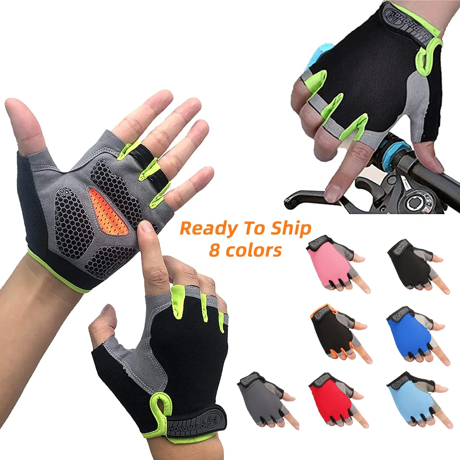 

Unisex Cycling Half-finger Biking Mtb Road Bicycle Gel Pad Shock-absorbing Anti-slip Breathable Motorcycle Mountain Bike Gloves, 8 colors