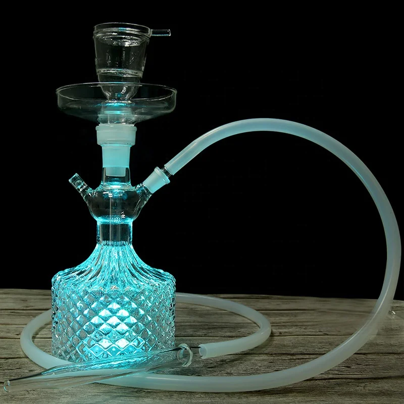 

New led art glass shisha hookah special design smoking chicha glass narguile head tobacco bowl silicone hose set, Clear