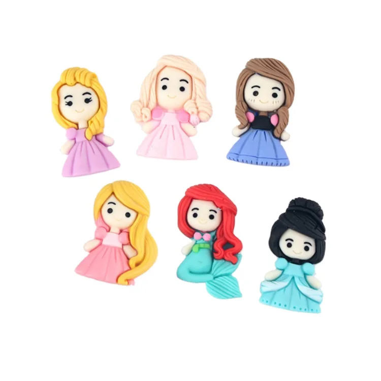 

hot selling cute cartoon figure pretty princess shape flatback resin character cabochons for hair ornament