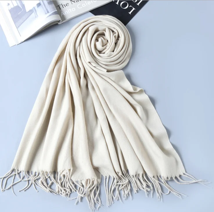 
Winter Fashion custom design colorful solid plaid acrylic cashmere wool scarf Top grade high quality cashmere pashmina scarf 