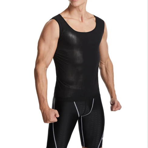 

Body Shaper Slimming Undershirts Vests Men's Athletic Underwear, Black