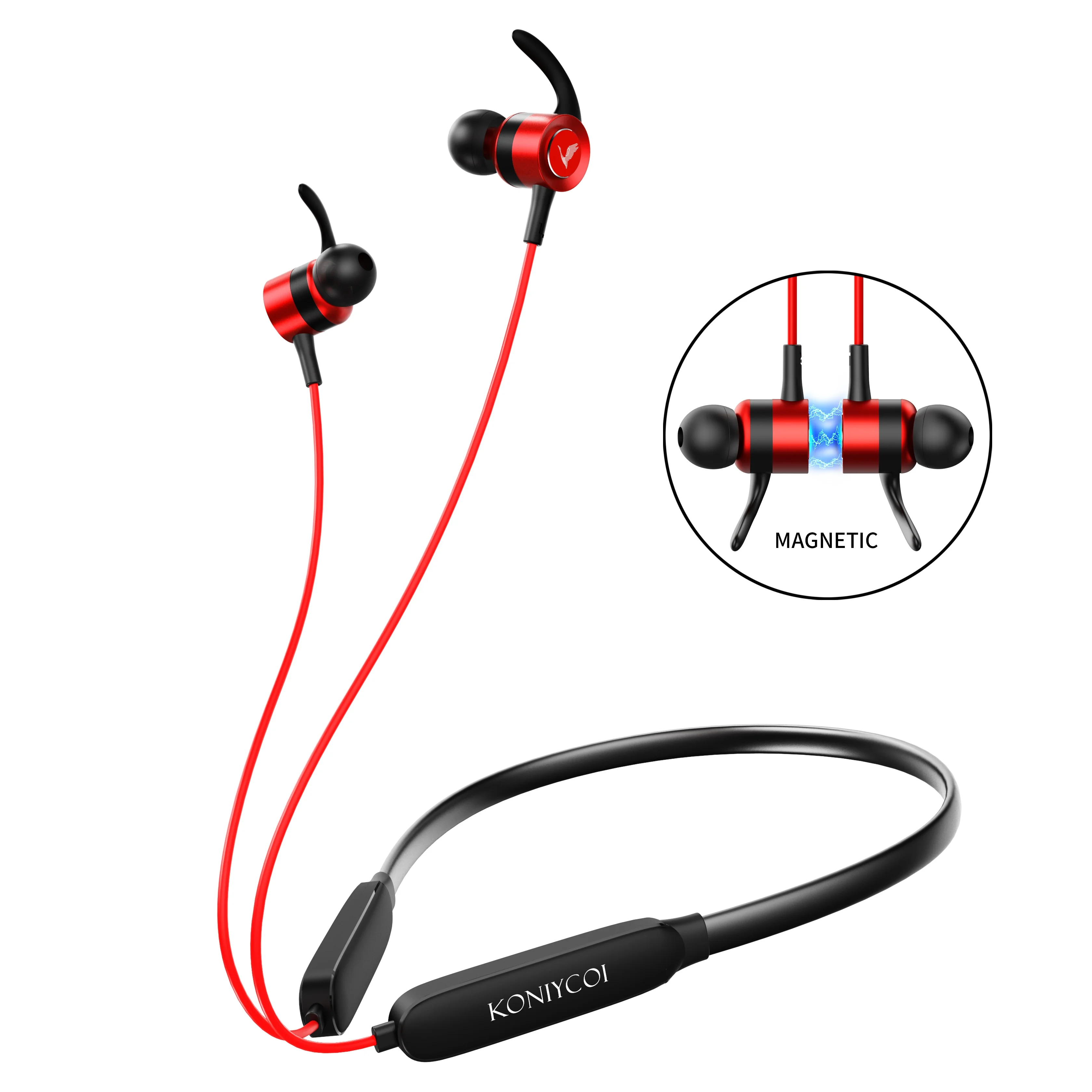 

2021 free sample BT 5.0 KW90 powerful stereo sound angled design cheap price neckband wireless earphone headphones for music