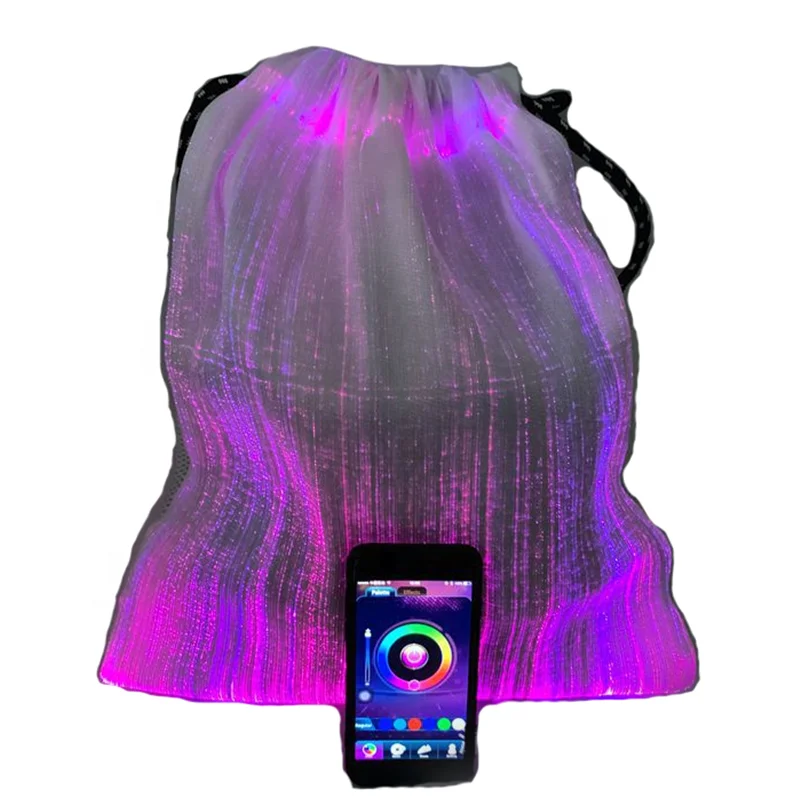 

Custom Logo Colorful APP Control USB Charging Backpack Night Run Mountaineering LED Optical Fiber Light Sport Bag backpack