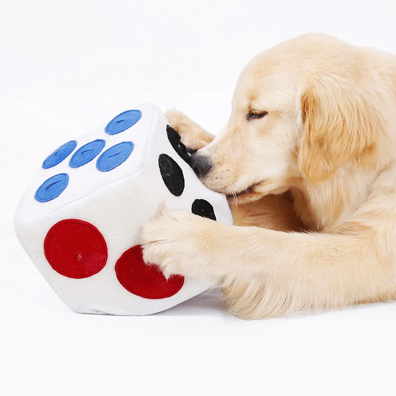 

Online Store Drop Shipping Dice Hiding Food Sniff Trainer Dog Intelligence Toys Stuffed Dog Toy, As photo