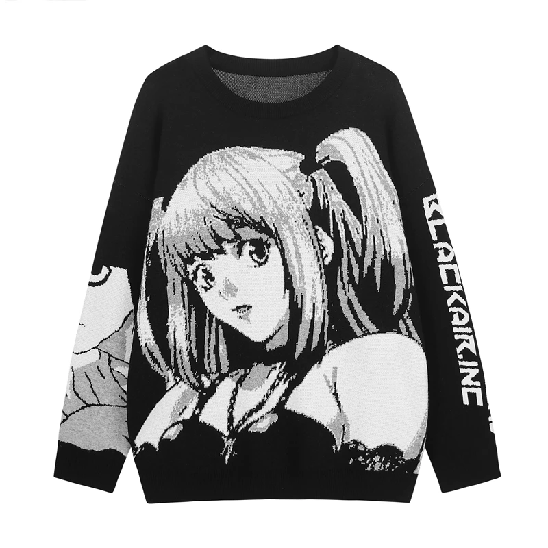 

Hip Hop Streetwear Harajuku Sweater Vintage Retro Japanese Style Anime Girl Knitted Sweater 2021 Autumn Cotton Pullover, Picture color