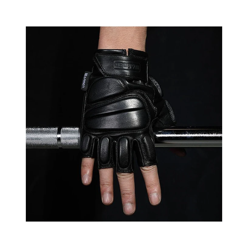 

hot selling Leather fitness half finger gloves unisex of Anti-slip shockproof gloves, Black
