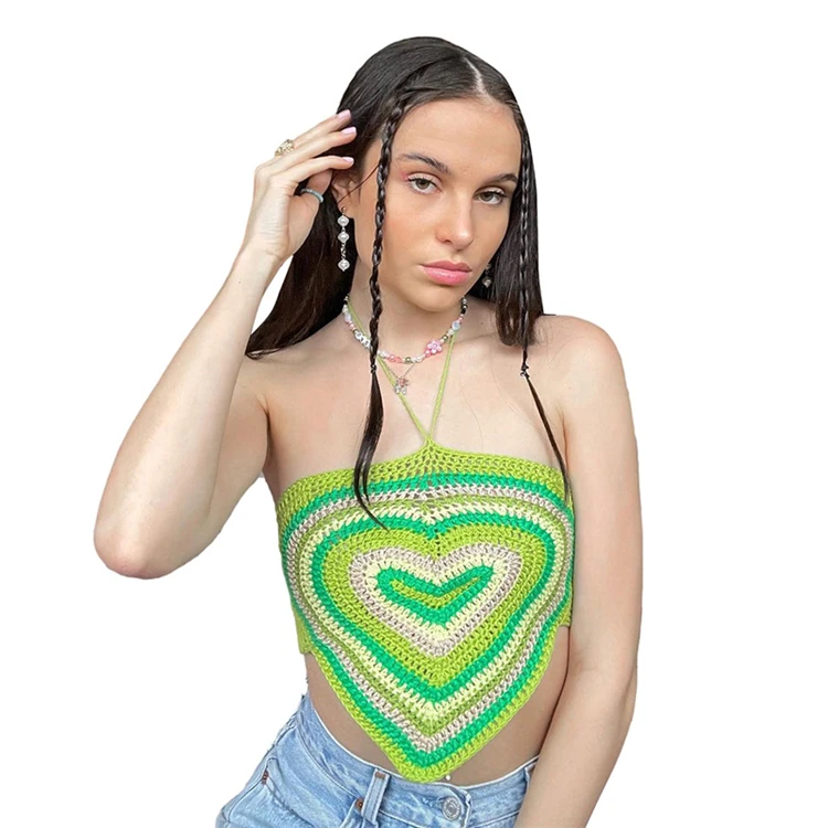 

DUODUOCOLOR 2021 trendy crop top summer sexy bind v neck fashion women clothing halter neck women wear D97679