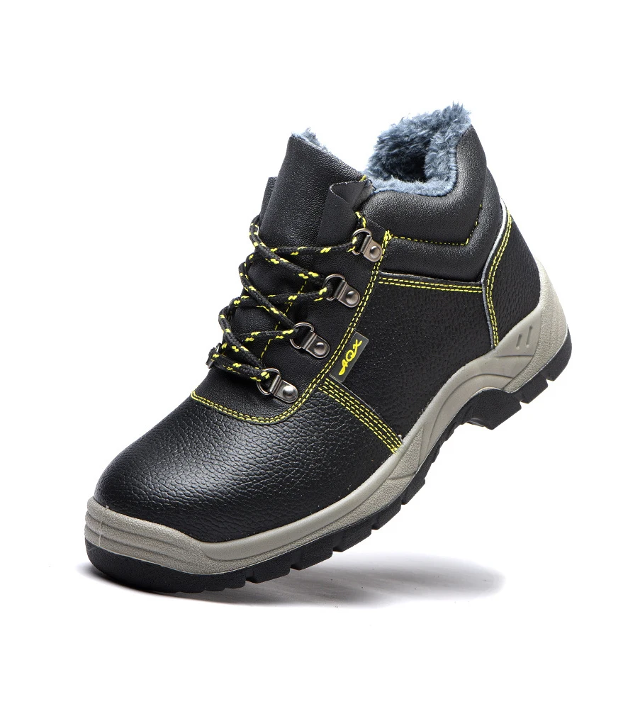 

Winter plus velvet cold high injection safety protective shoes wear acid safety shoes, Black