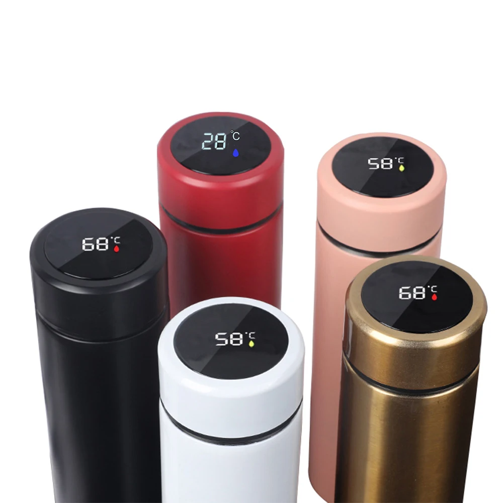 

Designer Stainless Steel Double Wall vacuum flask with Smart Water bottles LED Temperature Display Reminder To Drink Water, Customized color