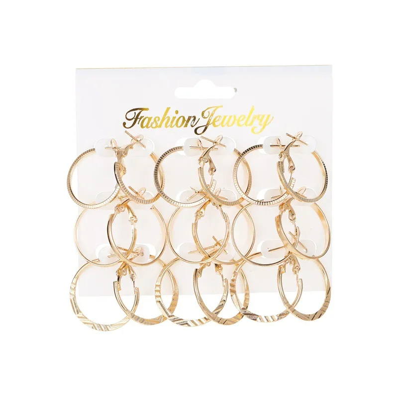 

Women's Simple Fashion hoop Earrings Set 9 pairs of hoop earring sets, Gold,silver