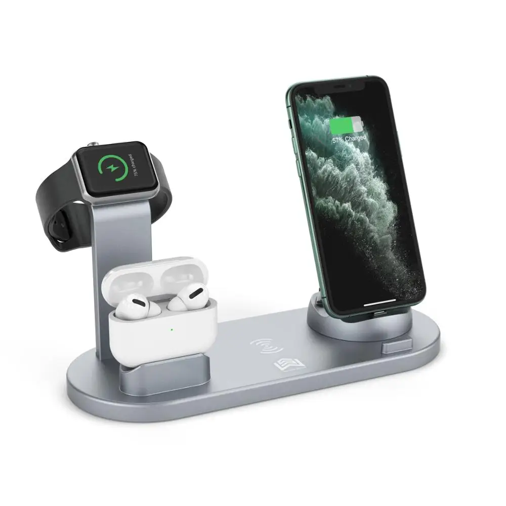 2019 hot selling 4in1 fast wireless charging stand for mobile phones charge and charger stand for apple watch charge