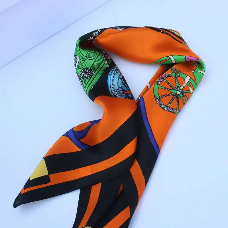 

Wholesale Custom LOGO Luxury Brand Design Hijab Bandana Digital Printing silk scarf