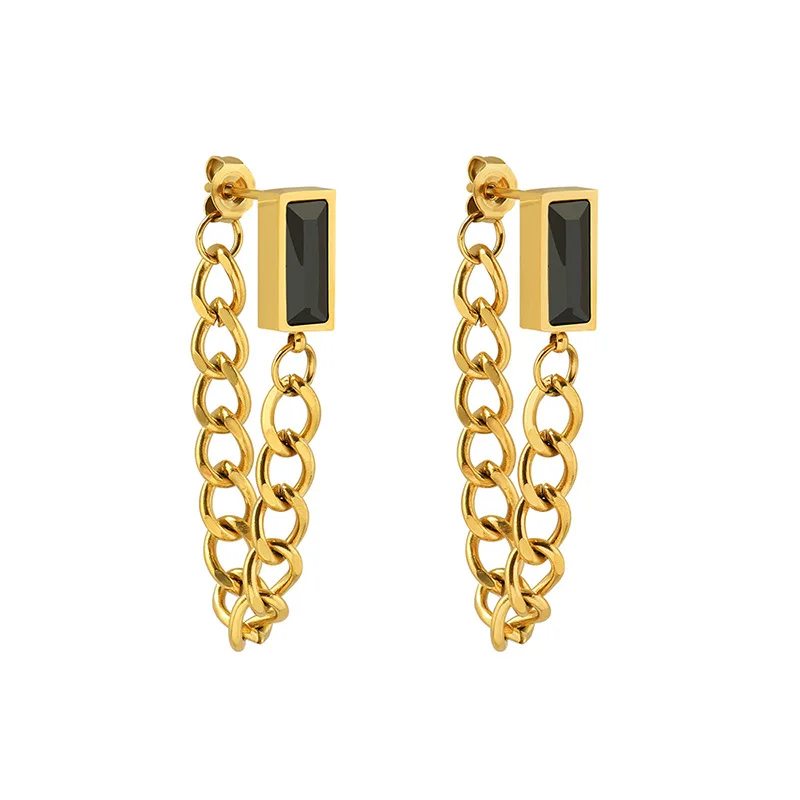

trendy 316L drop earrings zirconia 18k gold plated stainless steel drop earrings