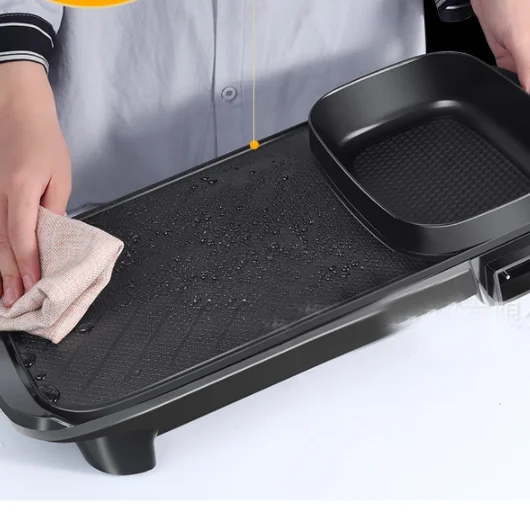 

Separable Mandarin Duck Electric Hot Pot Barbecue Pan One Piece Electric Baking Pan, Black