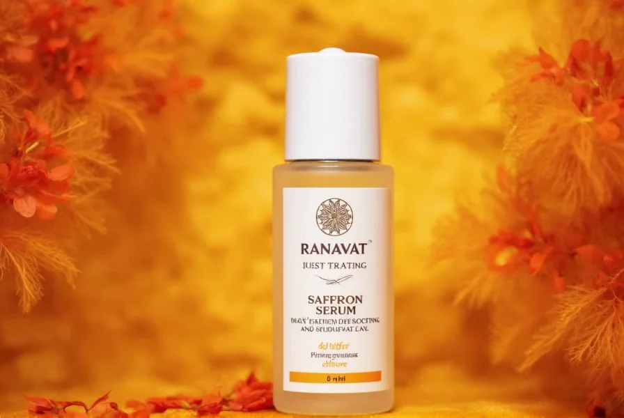 Woman applying Ranavat Saffron Serum to face with gentle pressing motions