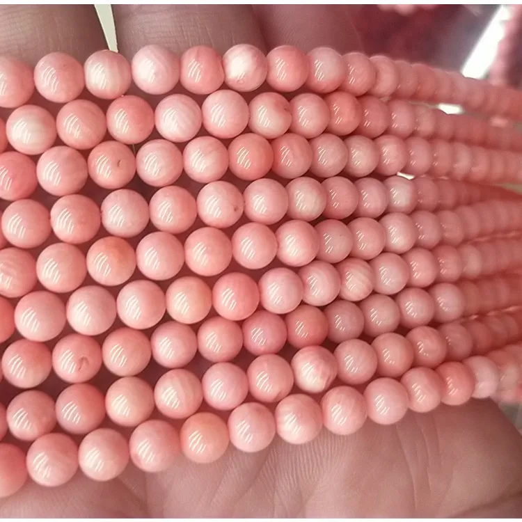 

Jewelry making round beads hot sale  pink coral natural gemstone beads wholesale